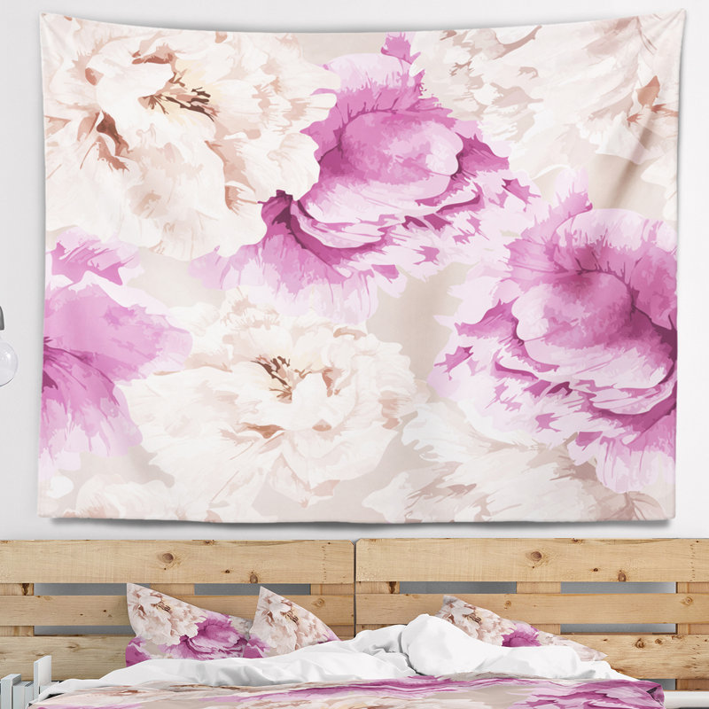 Tapisserie à motifs floraux de pivoine, H 32 po x l 39 po