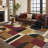 9x12 Area Rugs, Boho Washable Rugs for Living Room Bedroom Dining Room, Soft Modern Abstract Large Throw Floor Carpet Non Slip, Red/Brown, 9'x12'-2039928979-2039928982