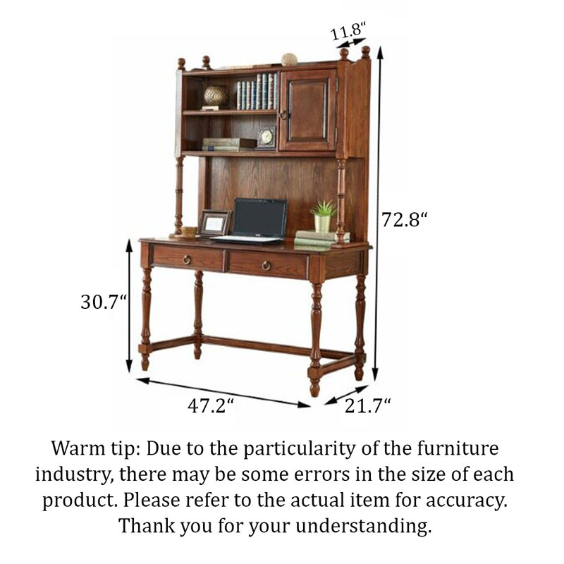 Bureau américain en bois massif avec bibliothèque American Style
