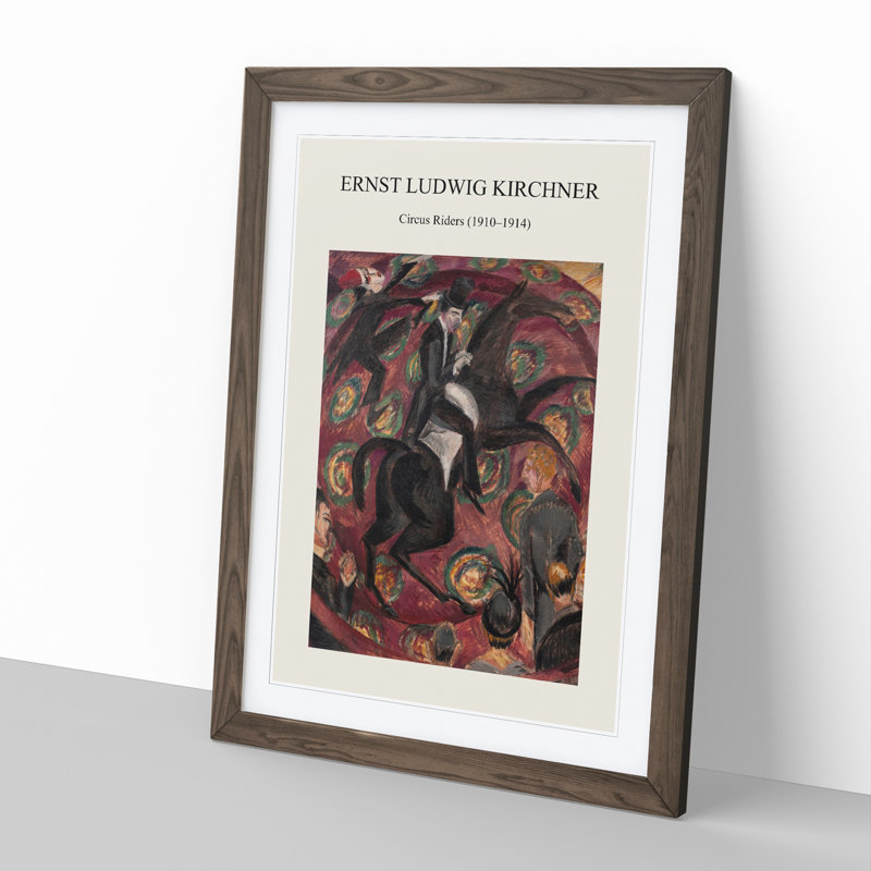 Circus Riders by Ernst Ludwig Kirchner - Single Picture Frame Print on MDF, 48cm H x 36cm W x 2cm D, Walnut