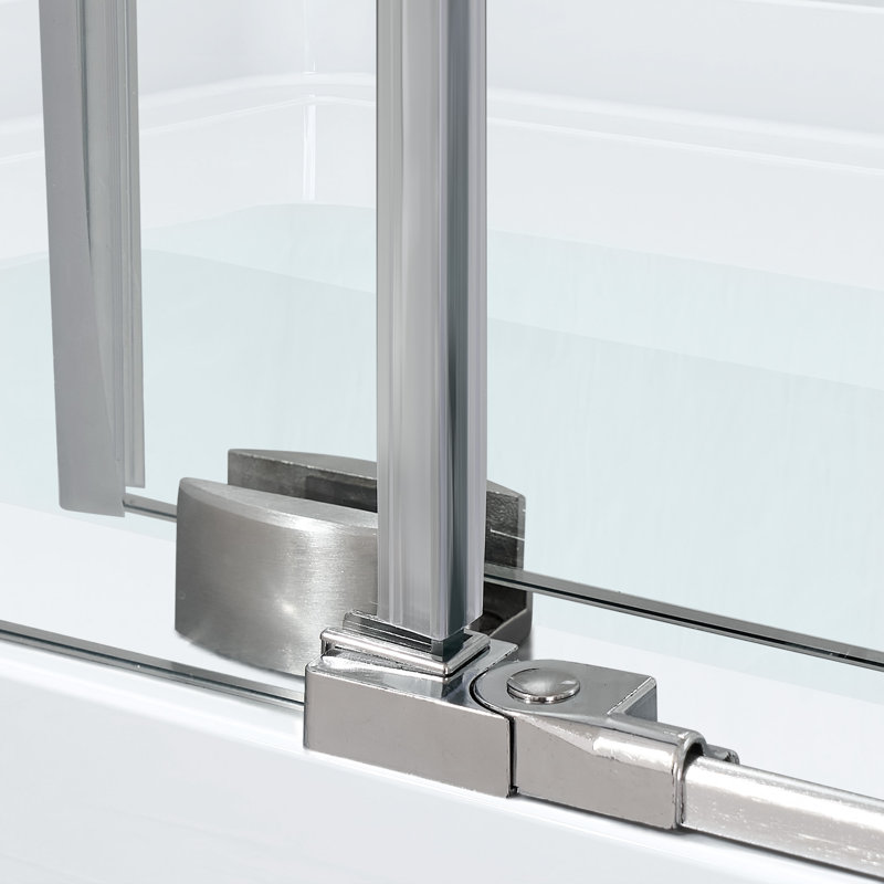 Porte de douche coulissante simple sans cadre de 60 po x H 76 po H, Nickel brossé