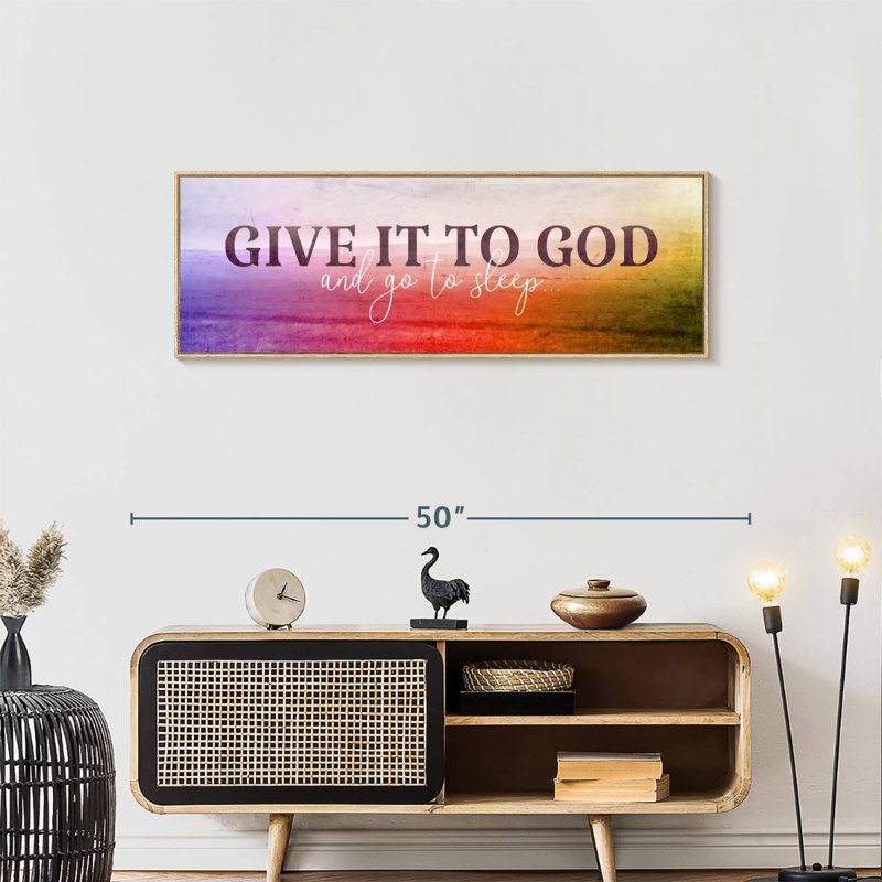 Give It To God II, Floating Frame Natural Wood, 43" X 15"