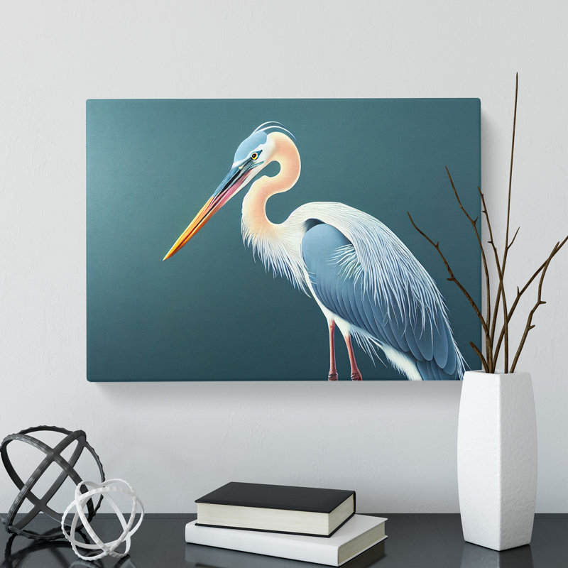 The Hopeful Heron Bird - Wrapped Canvas, 50cm H x 76cm W x 3cm D