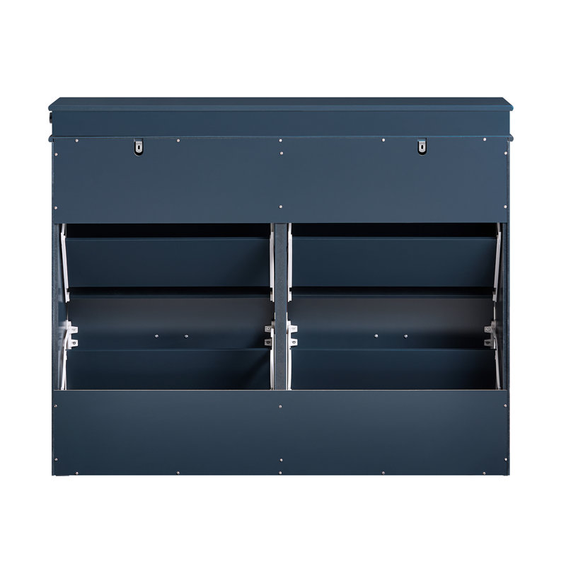 Moriah 16 Pair Flip Down Shoe Storage, Blue/Silver