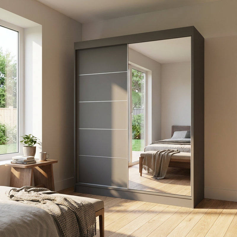 Armoire Charlisha, Gris, H 80 po x l 59 po x P 25,5 po