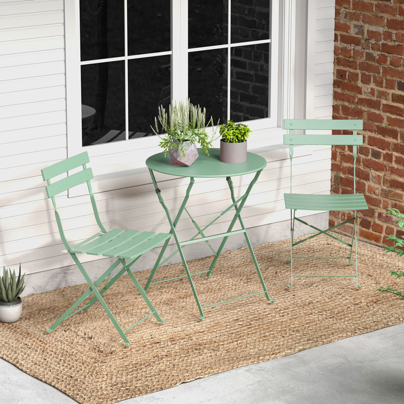 Shelah 3-Piece Steel Folding Bistro Set , Sage Green