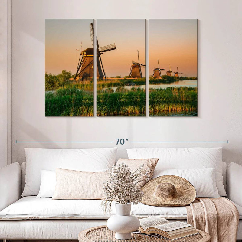 Alvord Windmills At Kinderdijk, H 32 po x l 50 po