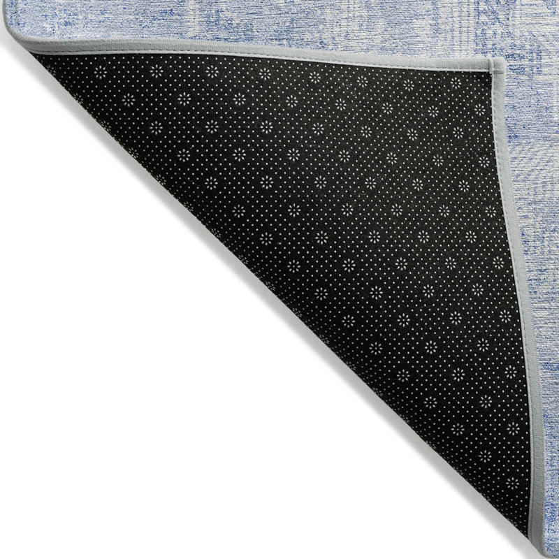 Tapis extérieur lavable abstrait bleu ciel et ivoire 9 pi x 12 pi bleu denim