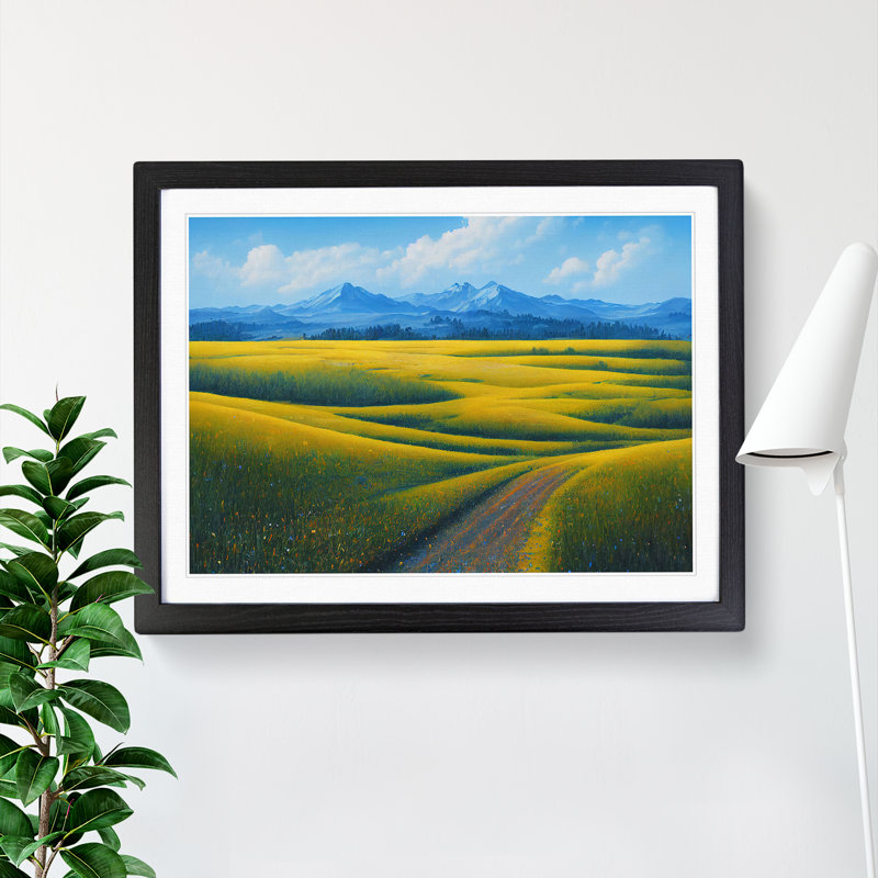 Enigmatic Spring Meadow Landscape - Single Picture Frame Print, Black Framed, 34cm H x 46cm W x 2cm D