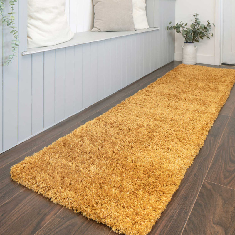 Ryalson Shaggy Ochre Rug, Runner 60 x 240cm