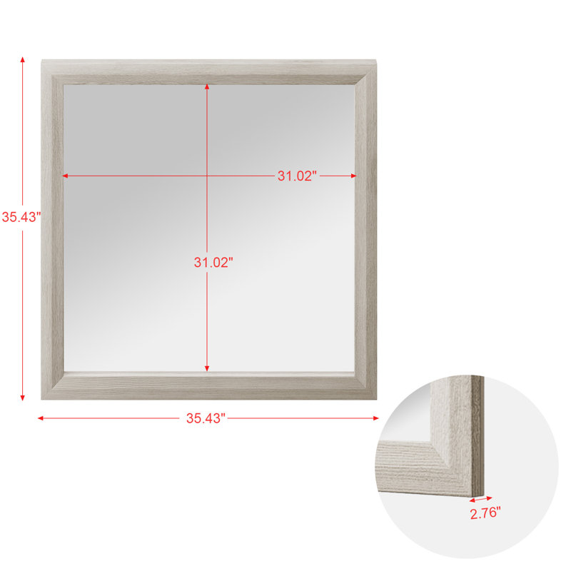 Miroir carré 35 "pour armoire de chambre à coucher, Beige