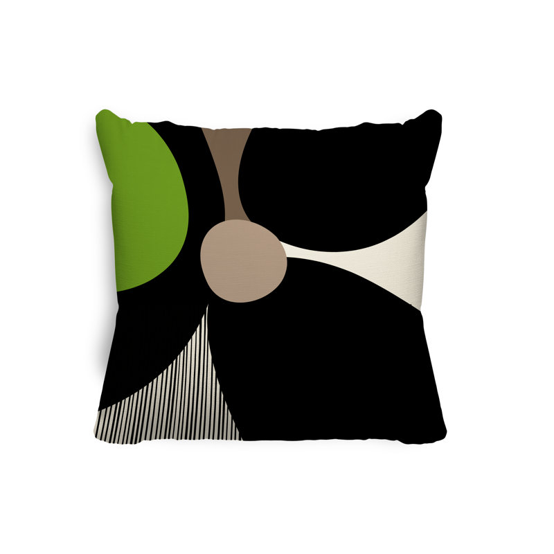 Coussin intérieur / extérieur en polyester filé Lara, 19 po x 19 po, Chartreuse / blanc cassé