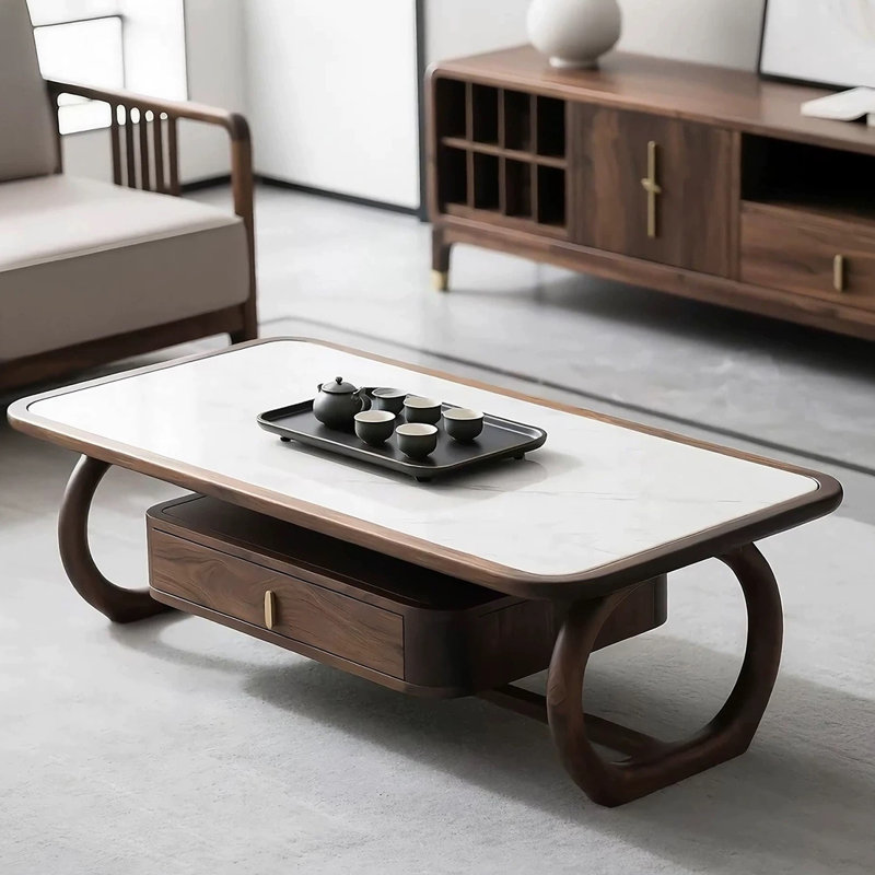 Table basse en noyer noir, H 17,7 po x L 51,2 po x l 27,6 po