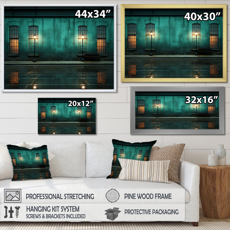 Turquoise Twilight Industrial II sur toile, Toile tendue, H 12 po x l 20 po x P 1 po