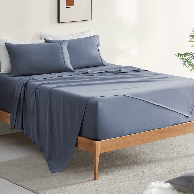 Extra Deep Pocket Sheet Set Percale Sheet Set, Twin Sheet Set + Fitted Sheet and Pillowcase, Flint Stone Blue