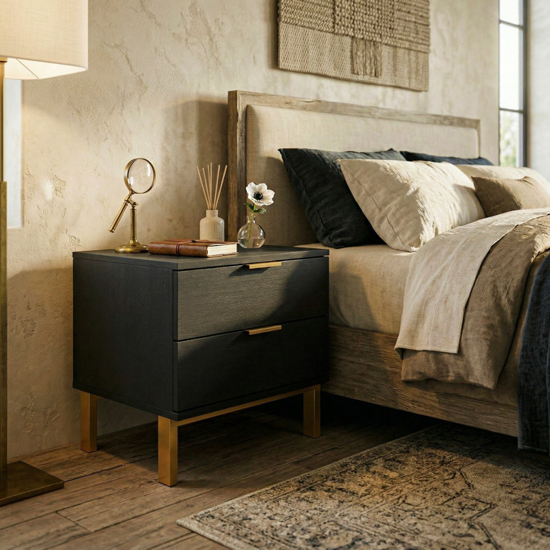 Juanice 19.7'' W Nightstand, Black