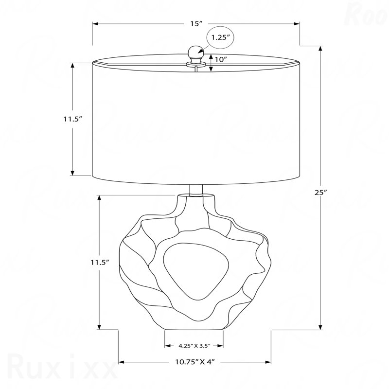 Lampe de table - H 25 po, matériau en résine crème, ivoire et abat-jour crème