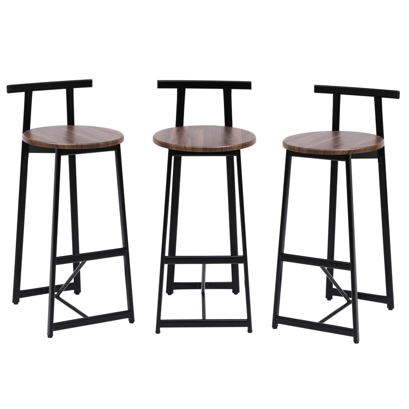 De 3, hauteur de comptoir. Siège noyer brun et structure en métal noir. Support de dos ergonomique. Fabrication, capacité de charge de 220 lb. Look moderne pour les entreprises à domicile. Tabouret 3