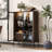 51.2'' Freestanding Display Cashion with 2 Storage Drawers, Glass Doors, 4-Tier Adjustable Shelves, and LED Light for Modern Living Spaces-2053409446