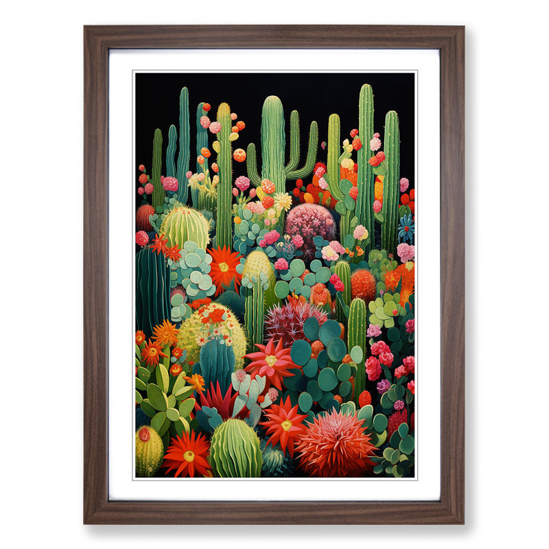 Cactus Orphism Art - Framed Print, Walnut Framed, 46cm H x 34cm W x 2cm D
