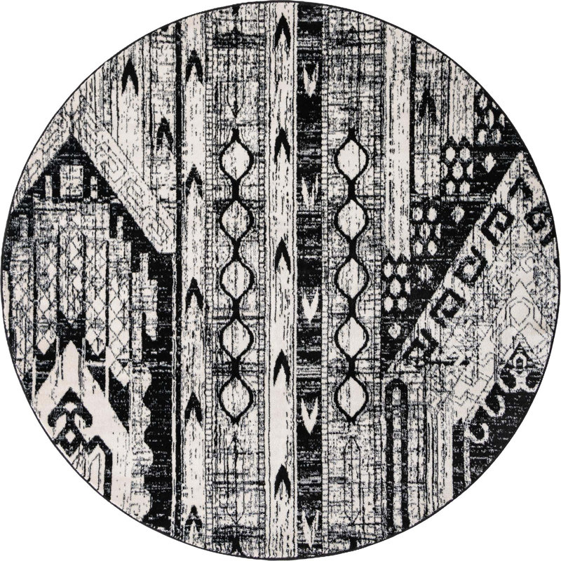 Hewan Geometric Indoor Rug, Round 7'1"