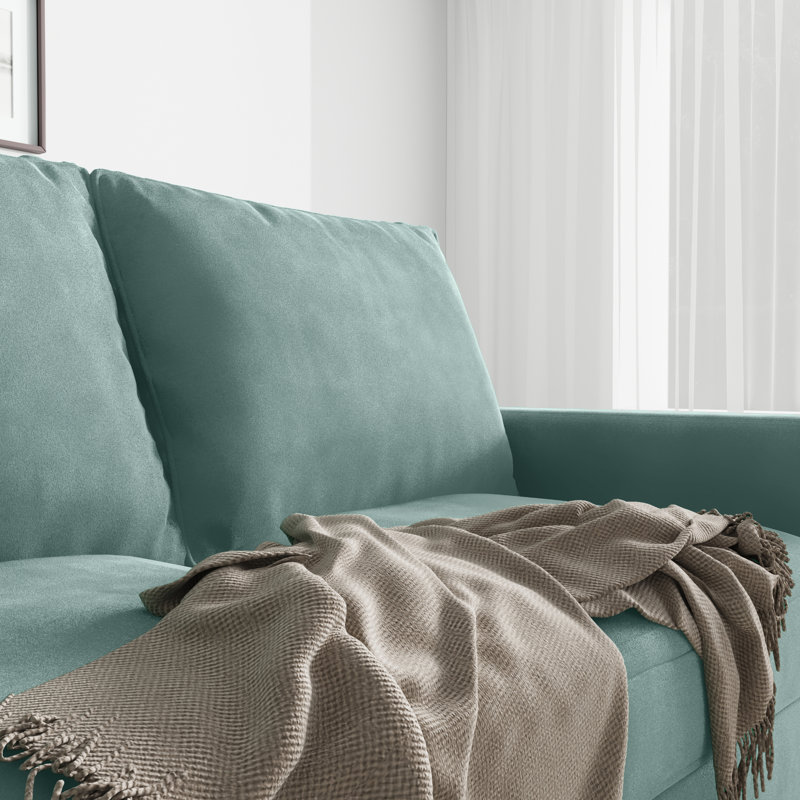 Merissa 58'' Velvet Square Arm Sofa Loveseat, Light Grayish Cyan Velvet