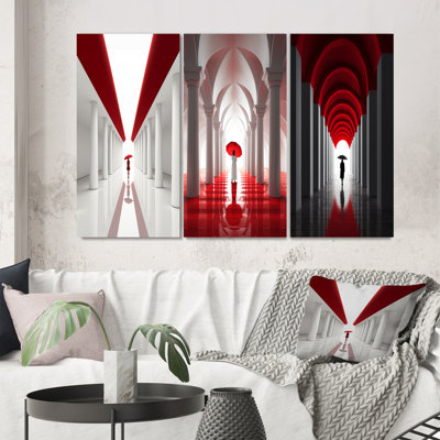 «Wandering On The Way Minimal Architecture II», 3 pièces sur toile