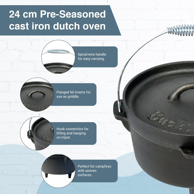 Buckingham Cast Iron Dutch Oven Pot 24 cm 4 Litre