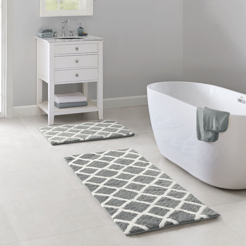 Bath Rugs_Rec_Mcro_1.25, Gray, 34" L x 21" W