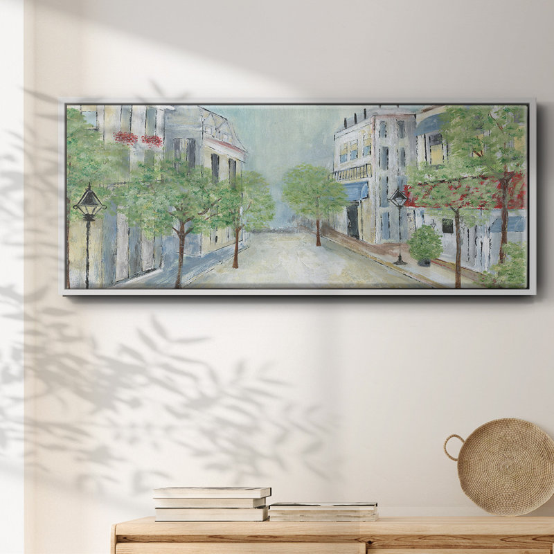 Springtime Stroll- Framed Canvas, H 20 po x l 50 po