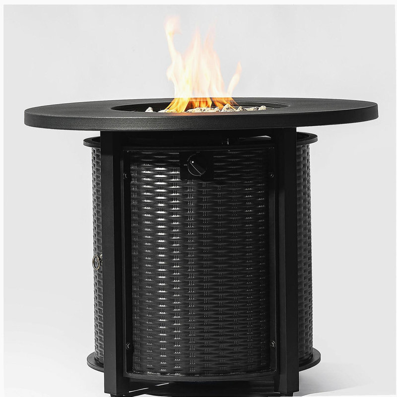 Circular propane pit table with lava rock