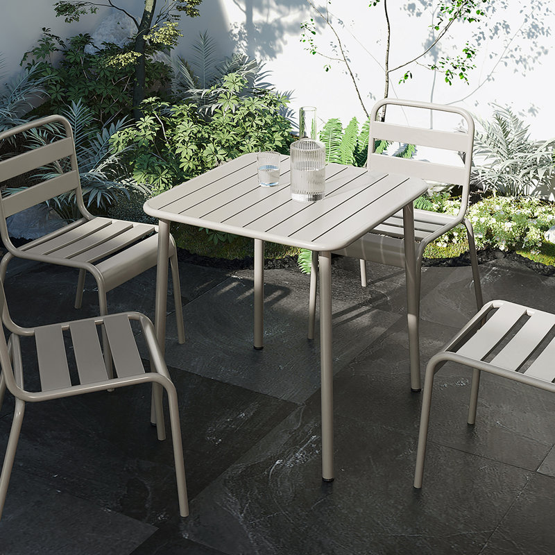 Table carrée Table de cour extérieure Table de salle à manger en plein air Villa, Blanc