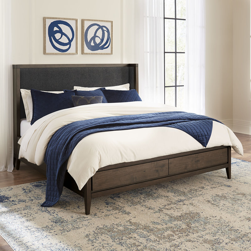 Loucas Boracay Upholstered Wingback Storage Bed In Wild Oats Brown, California King
