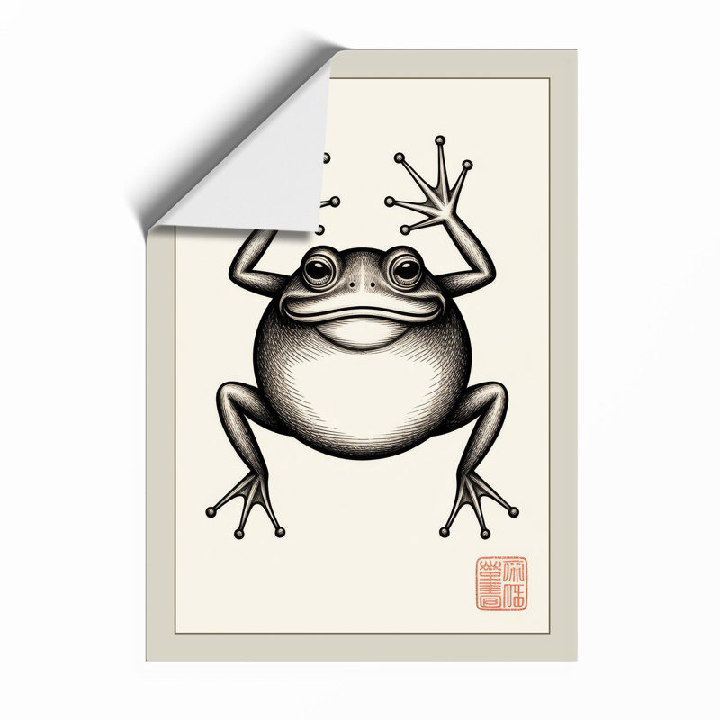 Grinning Frog Japandi - Print, Unframed, A2 - 59.4 x 42.0 cm