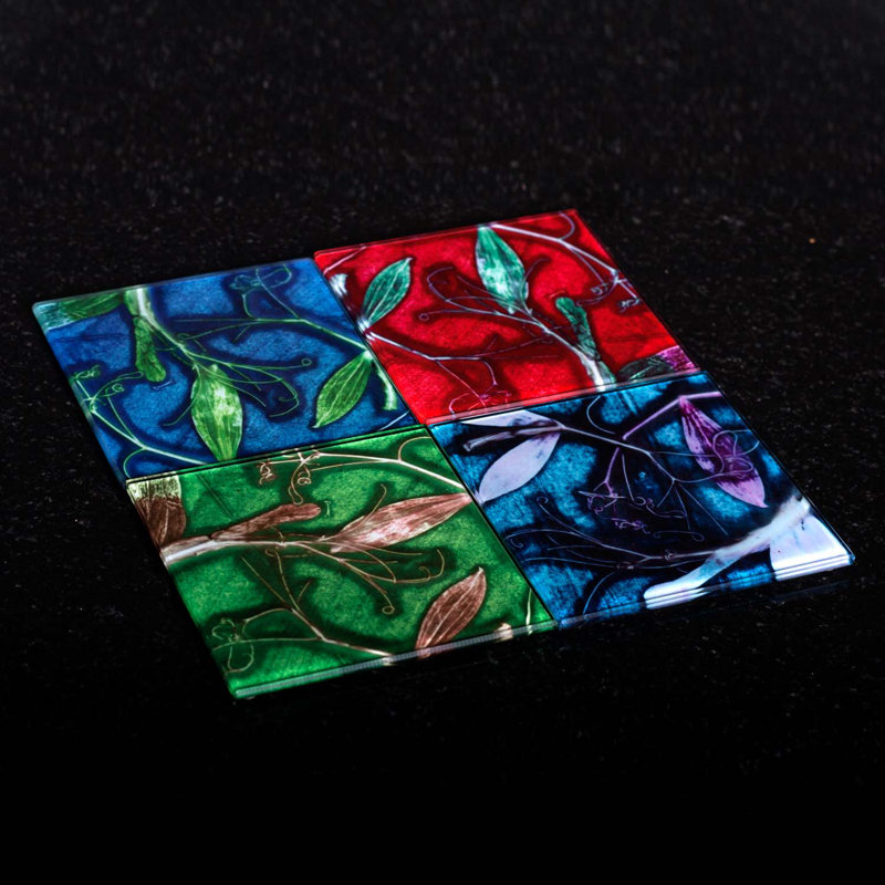 Glass Square 1 Piece Coaster, Red