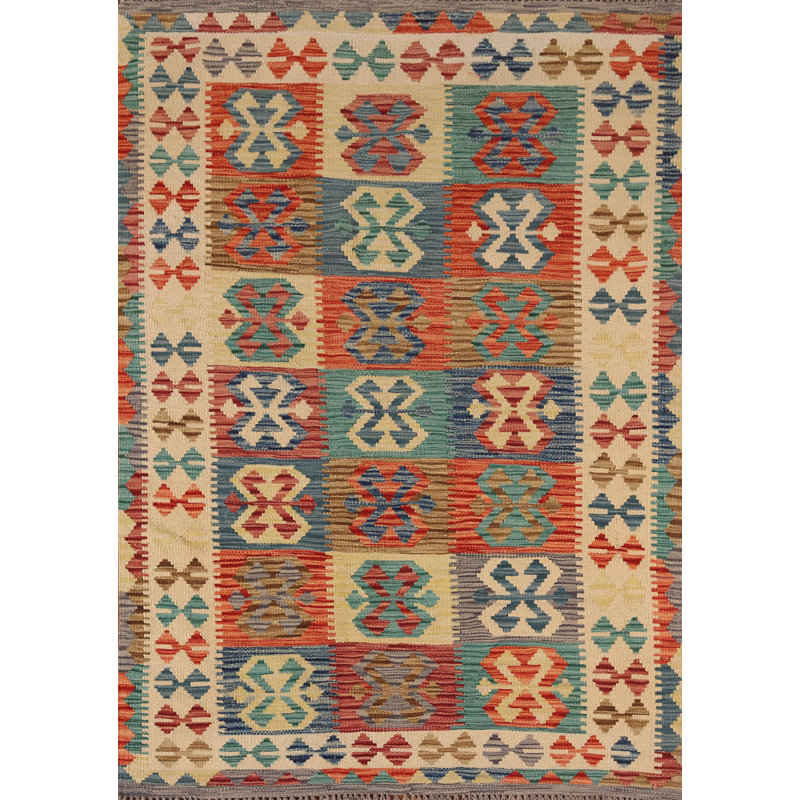 Geometric Kilim Oriental Accent Rug 4x6