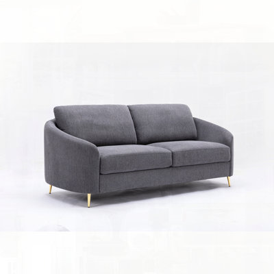 Linen Sofa with Sleek Chrome Metal Legs