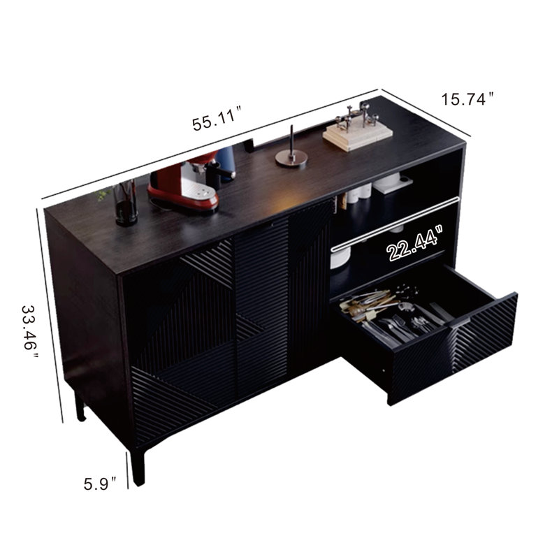 Kyzic Sideboard, 33.46" H x 55.11" W x 15.74" D