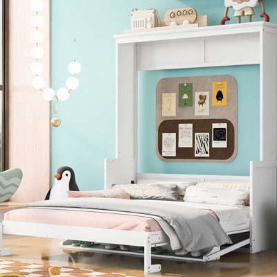 White Queen Bed With Functional Work Shelf - Enhances Productivity At Home Practical Utility Desk Bedroom