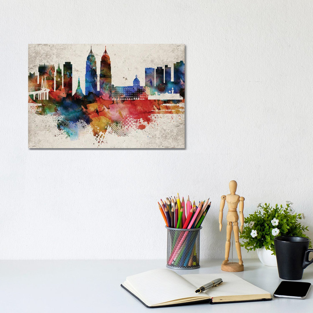 Mumbai Abstract Skyline by WallDecorAddict - Wrapped Canvas Painting