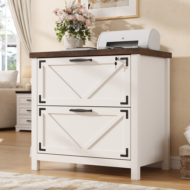 2-drawer File Cabinet With Lock – Wooden Filing Cabinet For Home Office, Storage For Hanging Files (letter/legal/f4/a4 Size), White