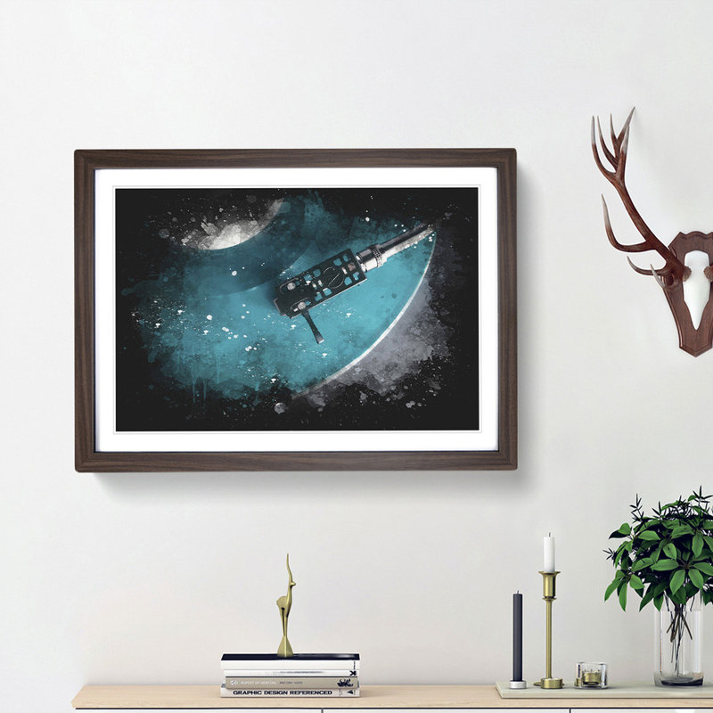 The Record Player Needle - Picture Frame Graphic Art Print, 62cm H x 87cm W x 2cm D, Walnut Framed