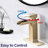 Waterfall Bathroom Sink Faucet Brushed Gold - Single Handle Deck Mount. Stainless Steel With Pop Up Drain And Overflow. Precise Water Flow. 1.2 Gpm. 9/16 In. . Size. 5.9 Spout H. 3.74 Reach.-121613010