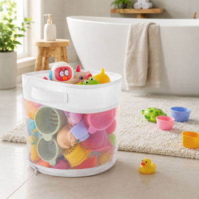 Large Mesh Bath Toy Organizer, Bottom Zipper and Wall Mount