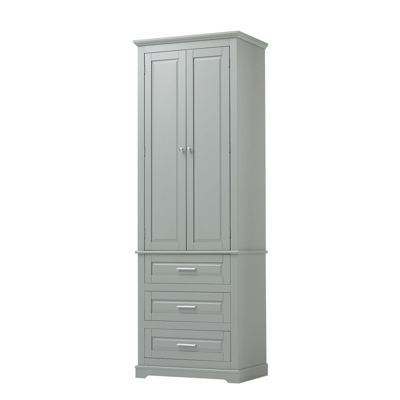 Grande armoire de rangement avec trois tiroirs pour la salle de bain / bureau, Gris
