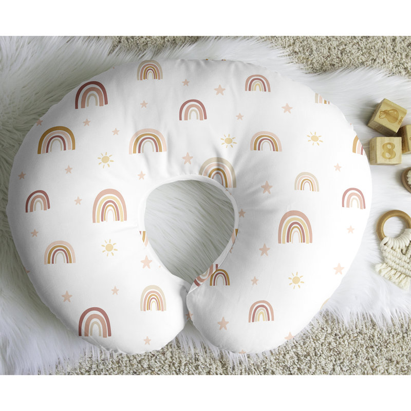Housse de coussin d'allaitement Boho Rainbow Collection, Rose / blanc / taupe / mauve, Arcs-en-ciel