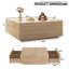 Table basse moderne carrée 47 po avec 2 tiroirs, grande table centrale carrée, table basse en bois pour le salon-152937833-152937832