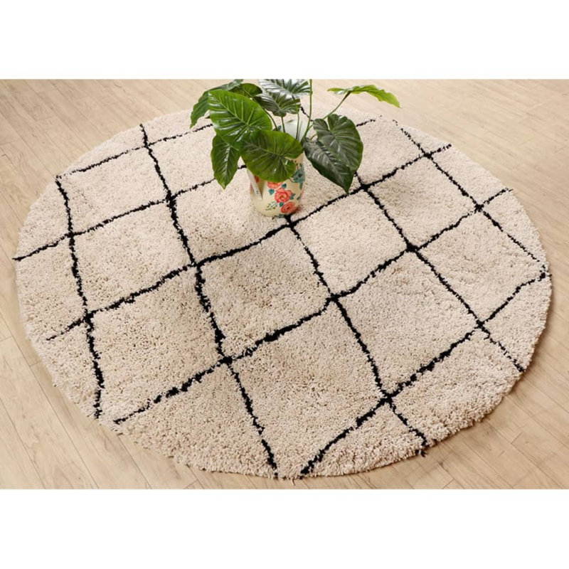 Berlin Geometric Hand Woven Shag Area Rug, Round 200cm