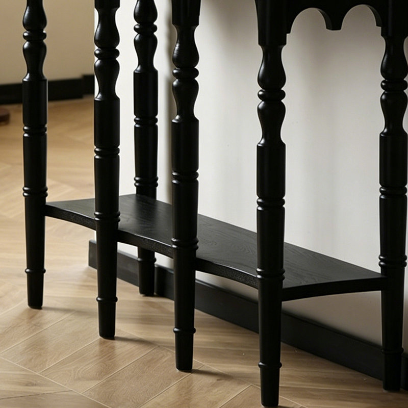 Console rétro de style français noir, H 35,4 po x l 47,2 po x P 12,6 po