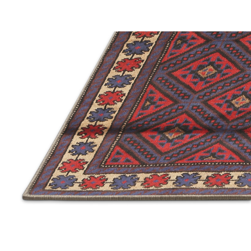 Tapis brun / bleu Southwestern, Rectangle 3 pi x 5 pi